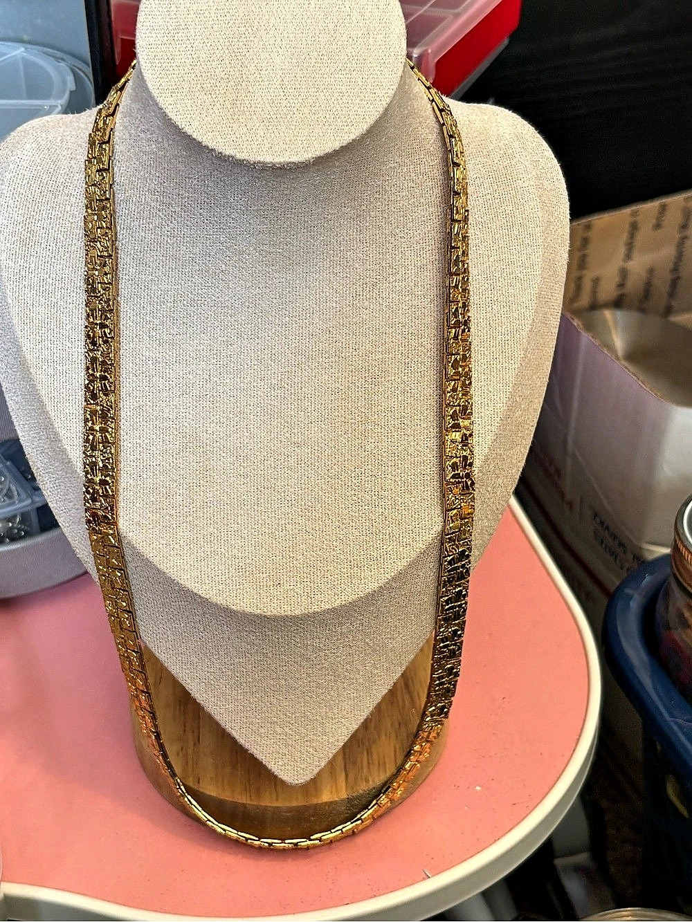 Gold-Tone Textured Chain Necklace Like New